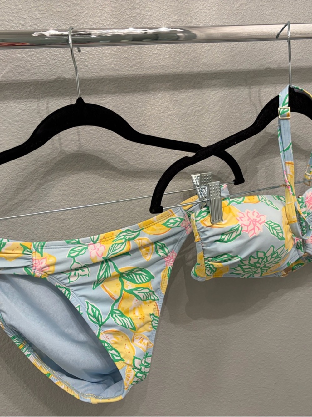 Lilly Pulitzer Floral Lemon Print Bikini Set - Light Blue, Yellow & Green